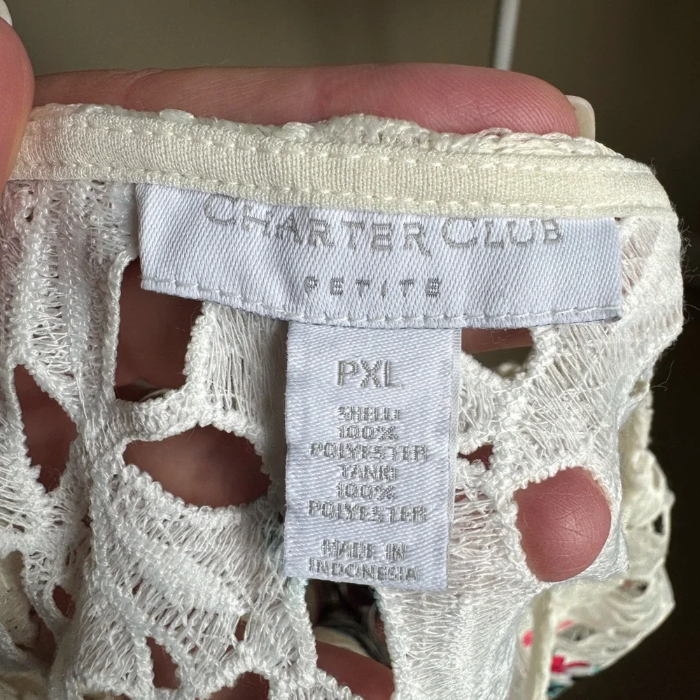 Charter Club Floral Lace Petite Top - Picture 2 of 7